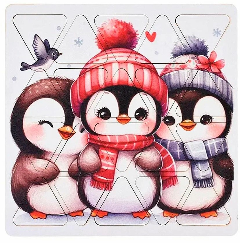 Пазлы малые 'ПИНГВИНЫ', 20х20 см, 4-607-155-19969-4