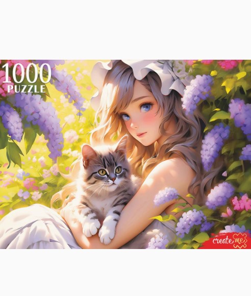 ПАЗЛЫ 1000 элементов. ДЕВУШКА С КОТЕНКОМ, П1000-3061