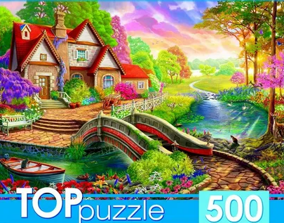 Пазлы 500 эл. TOPpuzzle 'Волшебный домик у моста', Ф500-7013