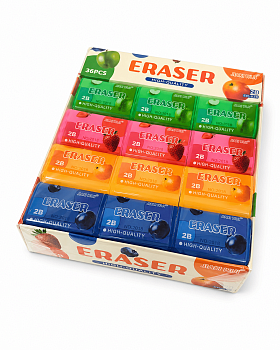Ластик 2B, 36 шт/уп., ERASER, 2018, 21658-5