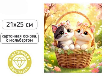 Алмазная мозаика с мольбертом КОТИКИ, 21х25 см, M-12368
