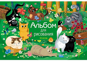 Альбом для рисования, А4, 16л, скоба, обложка картон, HATBER, 205х290мм, Ассорти-Выпуск №3, 085131