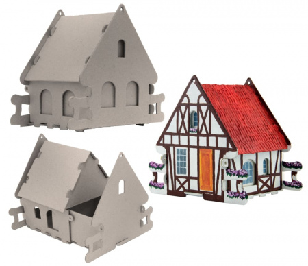 3D Конструктор  домик-шкатулка "Домик", плотный картон, 30-505-0