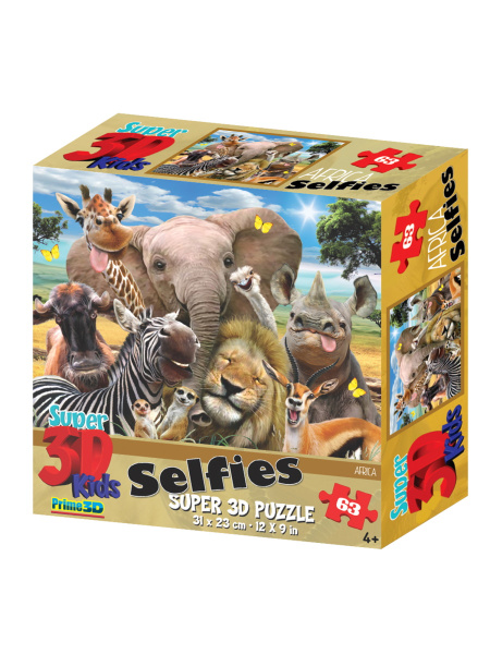 Пазл 3D 'Африка селфи', 63 детал., 4+ Размер собранного пазла 31 х 23см, 13542